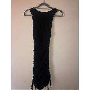 White Fox Drawstring Black Dress Size: XS